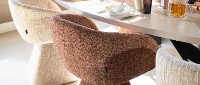 Bronx71 eetkamerstoel Lenn chenille koper en beige