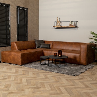 Hoekbank links memphis eco leer cognac 1