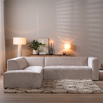 Memphis Hoekbank Links Chenille Wit Beige 3