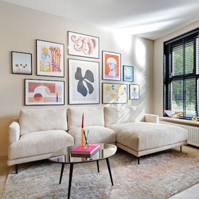 Scandinavische hoekbank Denver bouclé wit rechts