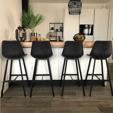 UGC Industriële barkruk Lauren antraciet PU leer