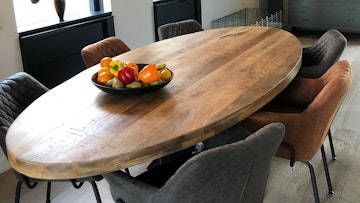 UGC eetkamerstoel Club antraciet en cognac