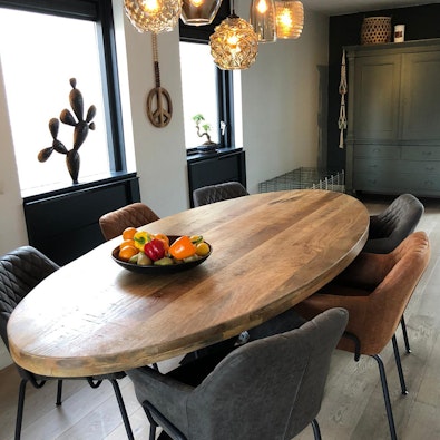 UGC eetkamerstoel Club antraciet en cognac