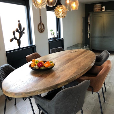 UGC eetkamerstoel Club antraciet en cognac