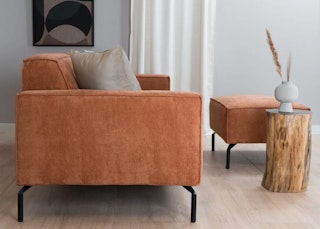 Bronx71 3 zitsbank kansas stof gemeleerd terracott