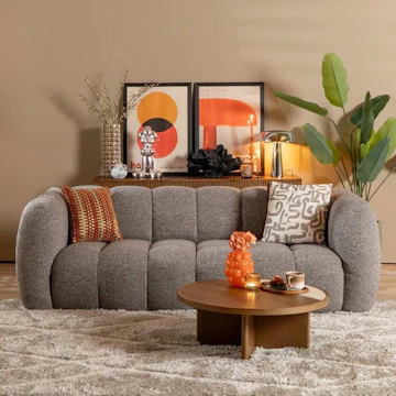 Bronx71 3 zitsbank luca boucle bruin grijs