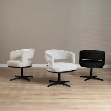 Bronx71 draaifauteuil gino gemeleerde stof zwart