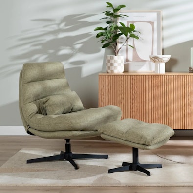 Bronx71 draaifauteuil met hocker cristo linnen oli