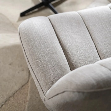 Bronx71 draaifauteuil met hocker santa linnen taup