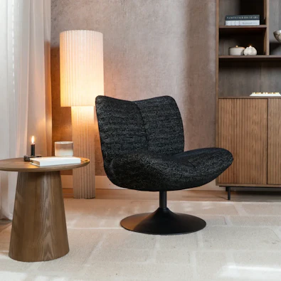 Bronx71 draaifauteuil moira gemeleerde stof zwart