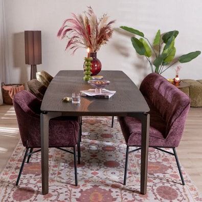 Bronx71 eetkamerbank momo chenille paars 185 cm