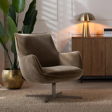 Bronx71 fauteuil stella draaibaar velvet bruin