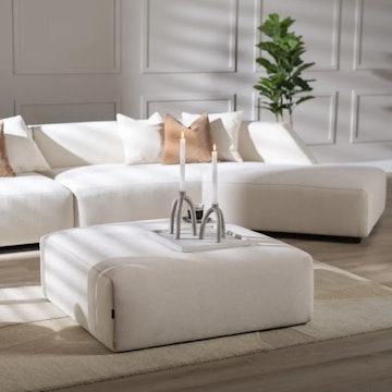 Bronx71 hocker pouf scandinave july chenille blanc