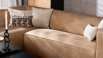 Bronx71 industriele hoekbank memphis eco leer beig