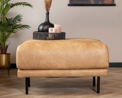 Bronx71 leder hocker denver rechteckig beige