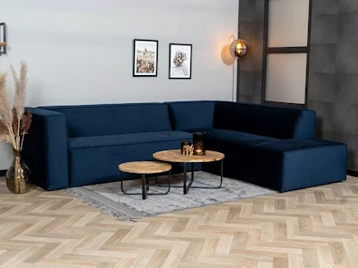 Bronx71 velvet hoekbank memphis blauw rechts