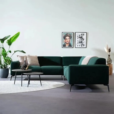 Bronx71 velvet hoekbank vegas groen links rechts