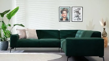 Bronx71 velvet hoekbank vegas groen links rechts