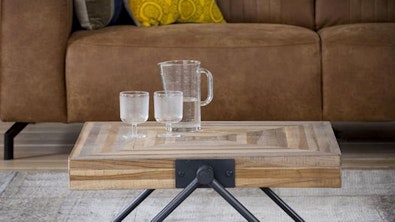 Industriele salontafel jack square teakhout 70 cm